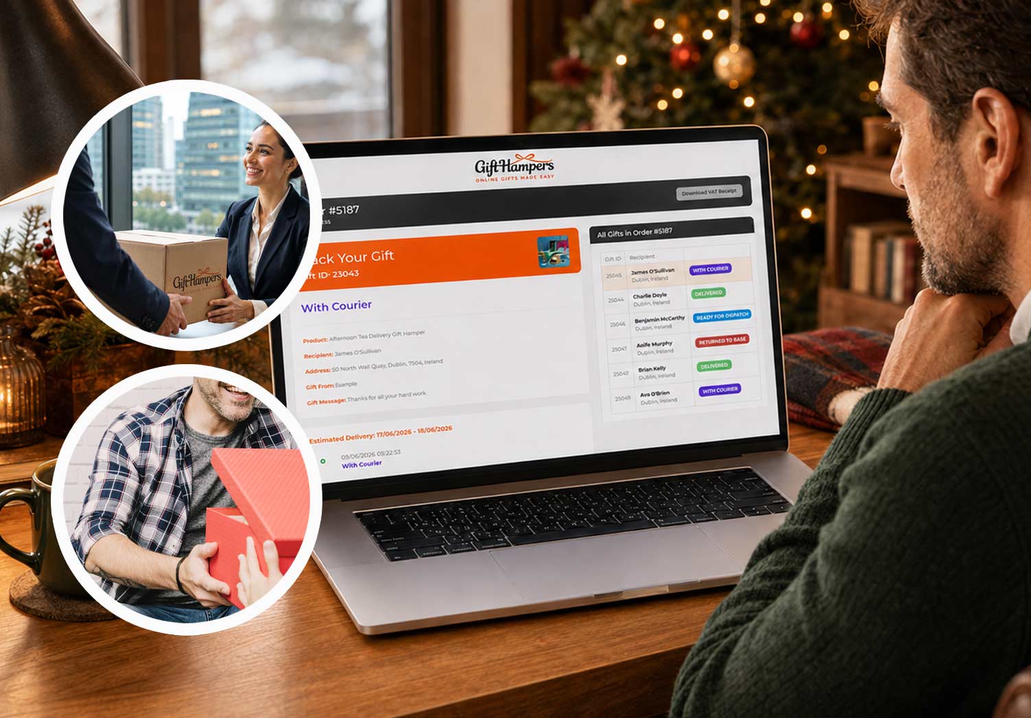 realtime tracking corporate gift hamper delivery in Italy