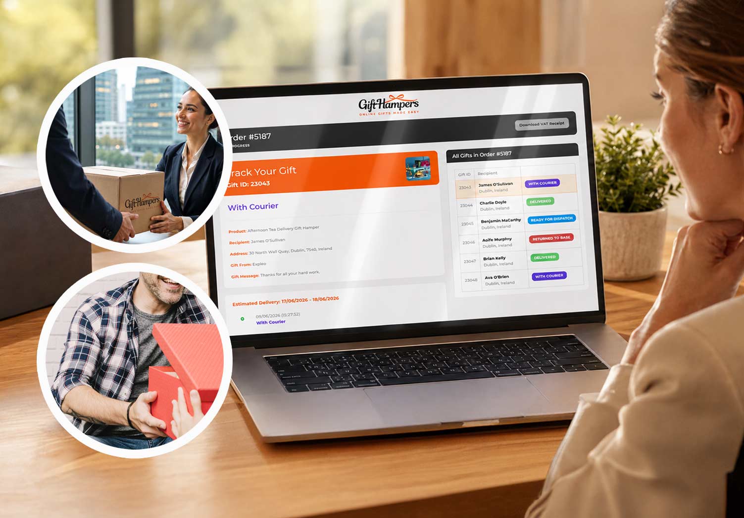 realtime tracking corporate gift hamper delivery in Italy